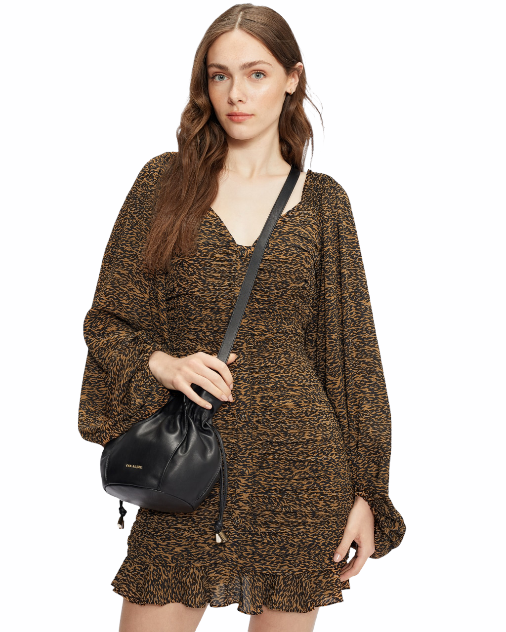 Φόρεμα Mini με animal print και balloon μανίκια WYATTE