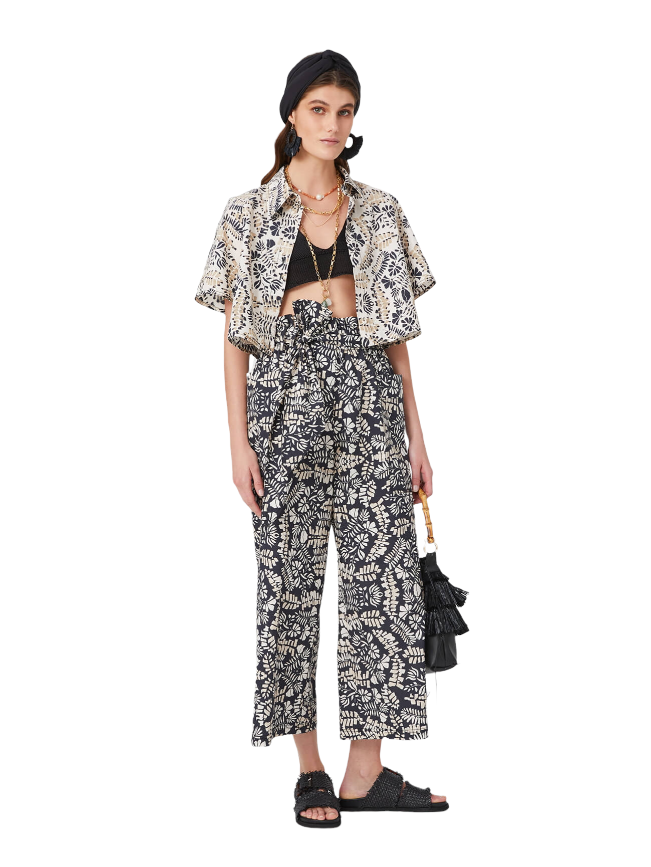 Πουκάμισο cropped με exotic print