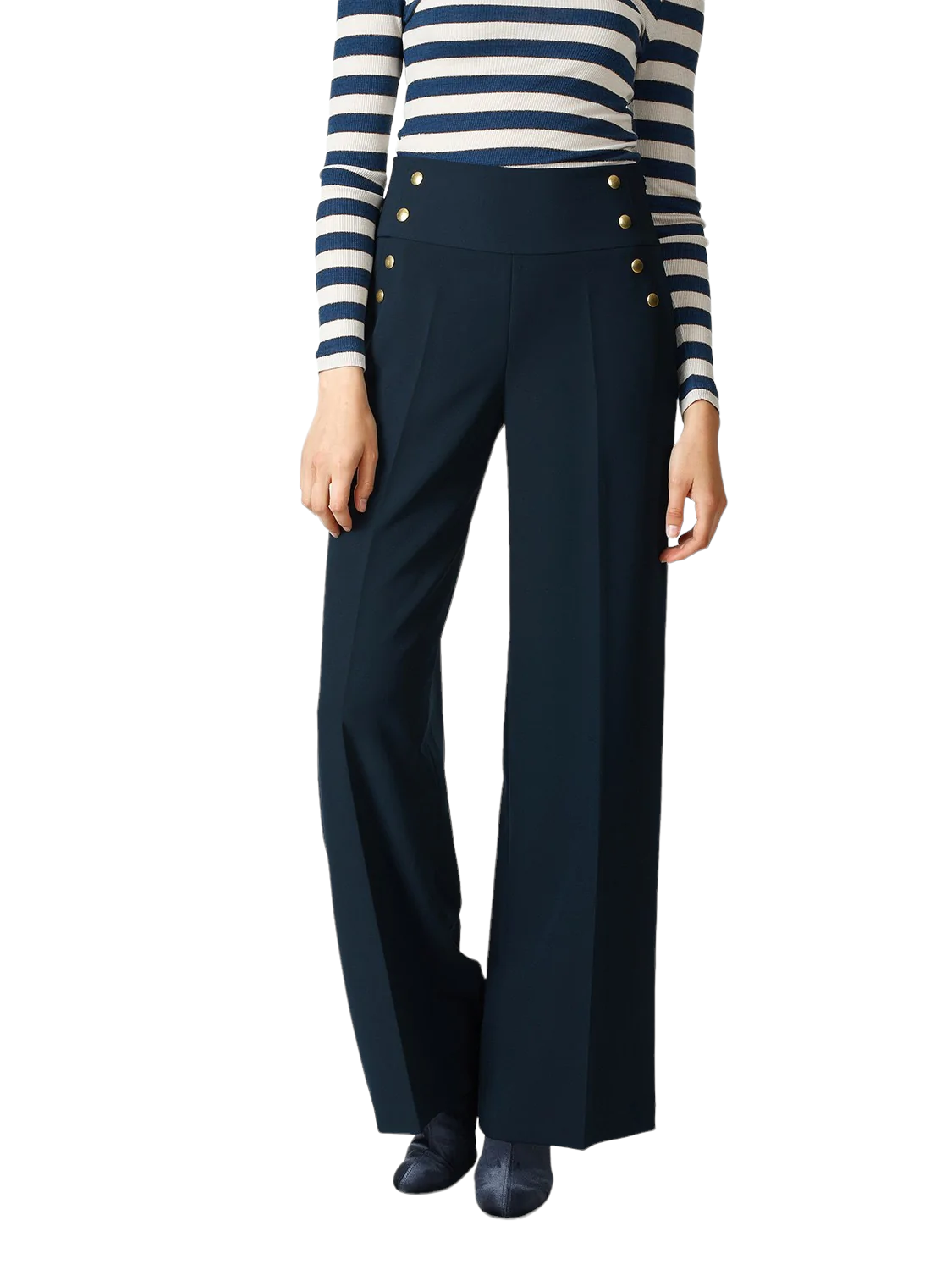 Φαρδιά παντελόνια με χρυσά κουμπιά