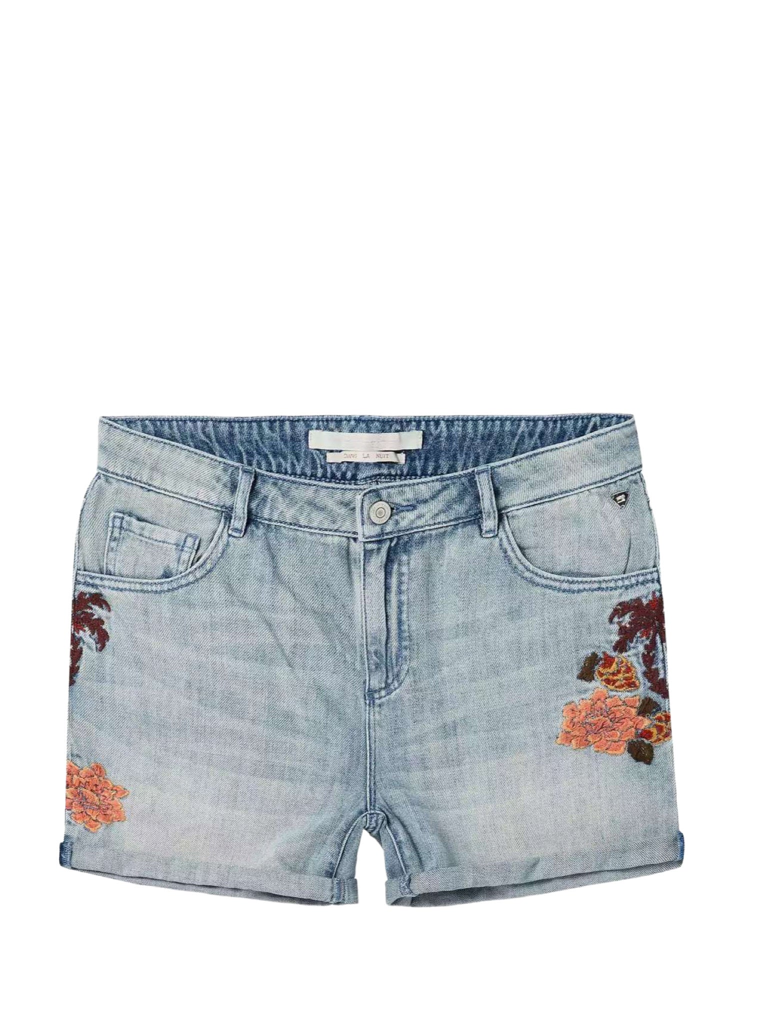 Jean shorts με κεντημένο σχέδιο στις τσέπες